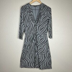 🔴 5 for $25! Tommy Bahama Dress 3/4 Sleeve‎ Blue/Grey Zebra Size Small